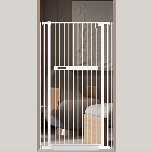 WAOWAO 55.11" Extra Tall Cat Pet Gate Wide Pressure Mounted Walk Through Swing Auto Close Safety White Metal Baby Toddler Kids Child Dog Pet Puppy Cat for Indoor Stairs,Doorways, Kitchen 30.11-66.11" from WAOWAO