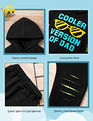 Toddler Boy Sweatsuit Hoodie Long Sleeve Letter Print Sweatshirt Ripped Pants Fall Winter Outfits Clothes Set Baby Boy Clothes 18-24 months Baby Boy Winter Clothes 24 Month Boy Clothes from 