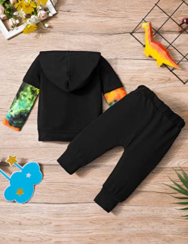 Toddler Boy Sweatsuit Hoodie Long Sleeve Letter Print Sweatshirt Ripped Pants Fall Winter Outfits Clothes Set Baby Boy Clothes 18-24 months Baby Boy Winter Clothes 24 Month Boy Clothes from 