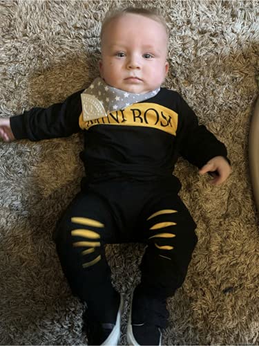 Toddler Infant Baby Boy Clothes Long Sleeve Letter Print Sweatshirt Tops + Pants 2 PCS Sweatsuit Outfit (18-24 Months) Black from 