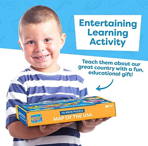 United States Puzzle for Kids - 70 Piece - USA Map Puzzle 50 States with Capitals - Childrens Jigsaw Geography Puzzles for Kids Ages 4-8, 5, 6, 7, 8-10 Year Olds - US Map Puzzle for Kids Learning from Momo & Nashi