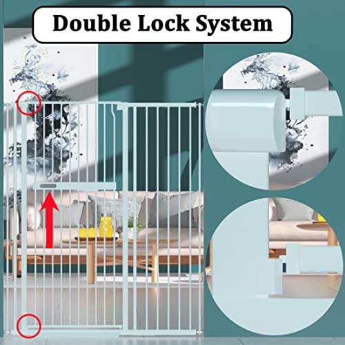 WAOWAO 55.11" Extra Tall Cat Pet Gate Wide Pressure Mounted Walk Through Swing Auto Close Safety White Metal Baby Toddler Kids Child Dog Pet Puppy Cat for Indoor Stairs,Doorways, Kitchen 30.11-66.11" from WAOWAO
