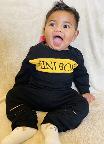 Toddler Infant Baby Boy Clothes Long Sleeve Letter Print Sweatshirt Tops + Pants 2 PCS Sweatsuit Outfit (18-24 Months) Black from 