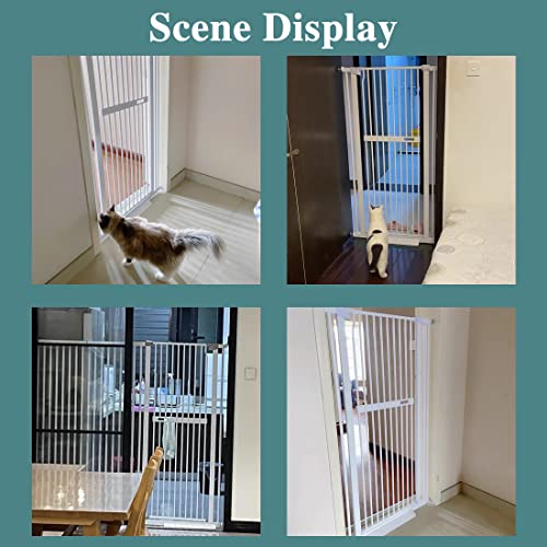WAOWAO 55.11" Extra Tall Cat Pet Gate Wide Pressure Mounted Walk Through Swing Auto Close Safety White Metal Baby Toddler Kids Child Dog Pet Puppy Cat for Indoor Stairs,Doorways, Kitchen 30.11-66.11" from WAOWAO