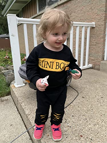 Toddler Infant Baby Boy Clothes Long Sleeve Letter Print Sweatshirt Tops + Pants 2 PCS Sweatsuit Outfit (18-24 Months) Black from 