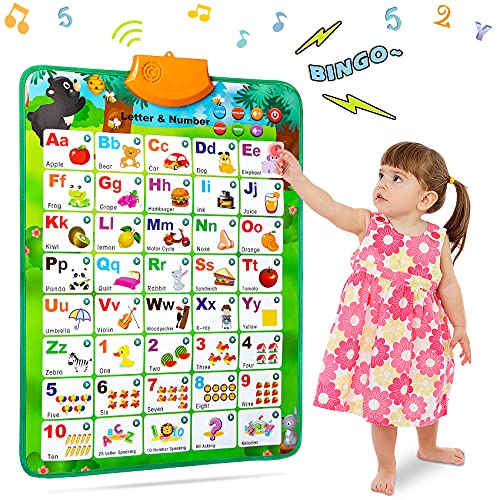 NARRIO Educational Toys for 2 3 4 Year Old Boys Gifts, Interactive Alphabet Wall Chart Learning ABC Poster for Kids Ages 2-5, Christmas Birthday Gifts for 2-4 Year Old Girls Toys for Toddler Age 1-3 by Narrio