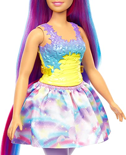 Barbie Dreamtopia Unicorn Doll (Curvy, Blue & Purple Hair), with Skirt, Removable Unicorn Tail & Headband, Toy for Kids Ages 3 Years Old and Up from Mattel