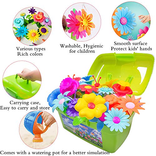 Scientoy Flower Garden Building Toys, Stem Toys Build a Garden for Girls, 130 PCS Flower Pretend Gardening Gift for Kids, Floral Arrangement Playset for Age 3-7 Year Old Child Educational Activity by yixing