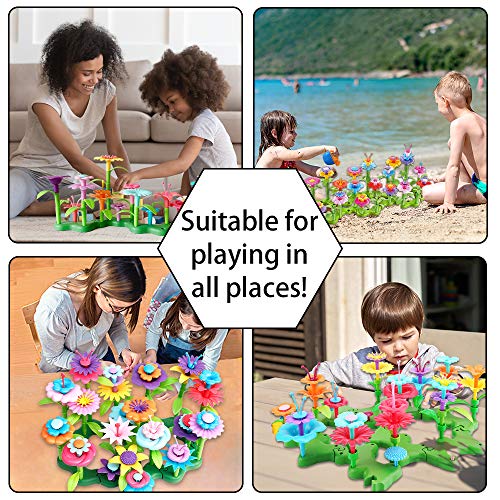 Scientoy Flower Garden Building Toys, Stem Toys Build a Garden for Girls, 130 PCS Flower Pretend Gardening Gift for Kids, Floral Arrangement Playset for Age 3-7 Year Old Child Educational Activity by yixing