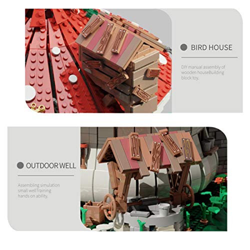 PHYNEDI Mushroom House Bricks Model Set with Lights & Figures, DIY Architecture Educational Assembly Small Particle Construction Stem Building Toy Compatible with Lego (2,633 Pieces) by PHYNEDI
