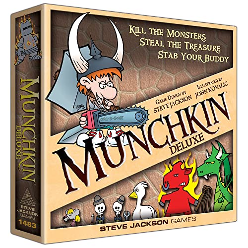 Munchkin Deluxe Board Game (Base Game), Family Board & Card Game, Adults, Kids, & Fantasy Roleplaying Game, Ages 10+, 3-6 Players, Avg Play Time 120 Min, From Steve Jackson Games from Steve Jackson Games