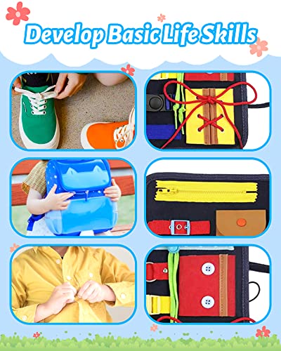 Busy Board Montessori Toys for Toddlers Sensory Toys Gifts for 1 2 3 4 Year Old Boys & Girls Preschool Toddler Activities Educational Travel Toy Learning Basic Dress Skills from Gojmzo