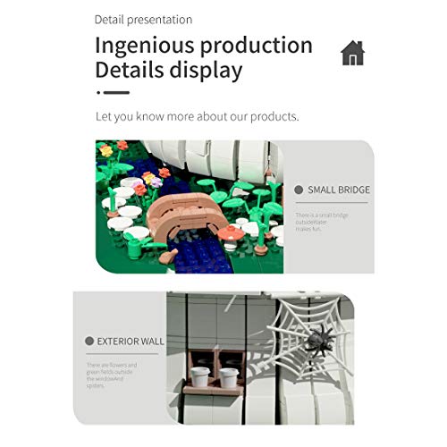 PHYNEDI Mushroom House Bricks Model Set with Lights & Figures, DIY Architecture Educational Assembly Small Particle Construction Stem Building Toy Compatible with Lego (2,633 Pieces) by PHYNEDI