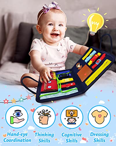 Busy Board Montessori Toys for Toddlers Sensory Toys Gifts for 1 2 3 4 Year Old Boys & Girls Preschool Toddler Activities Educational Travel Toy Learning Basic Dress Skills from Gojmzo