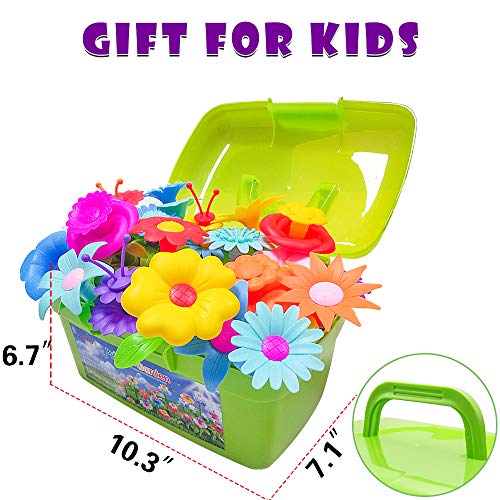 Scientoy Flower Garden Building Toys, Stem Toys Build a Garden for Girls, 130 PCS Flower Pretend Gardening Gift for Kids, Floral Arrangement Playset for Age 3-7 Year Old Child Educational Activity by yixing