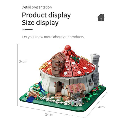 PHYNEDI Mushroom House Bricks Model Set with Lights & Figures, DIY Architecture Educational Assembly Small Particle Construction Stem Building Toy Compatible with Lego (2,633 Pieces) by PHYNEDI