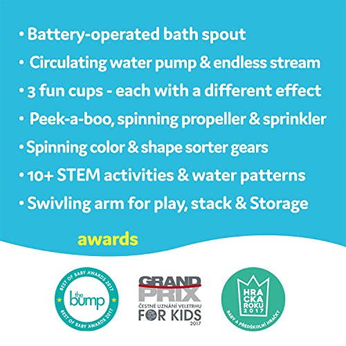 Yookidoo Bath Toys (For Toddlers 1-3) - Spin N Sort Spout Pro - 3 Stackable Cups, Hose and Spout, Spinning Suction Cups For Kids Bathtime Fun by Yookidoo