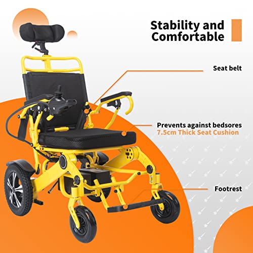 Electric Wheelchairs for Adults, Lightweight Motorized Wheelchair, Used for All Terrain Wheelchair with Dual Batteries and Dual Motor, Auto-Adjusting Backrest Wheelchair with 4 Shock Absorbers (Y) from PIPLEO