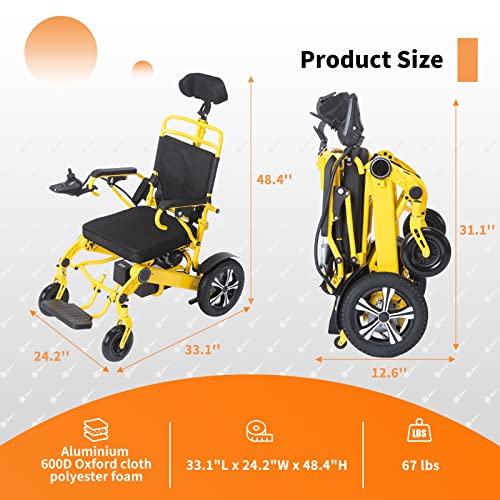 Electric Wheelchairs for Adults, Lightweight Motorized Wheelchair, Used for All Terrain Wheelchair with Dual Batteries and Dual Motor, Auto-Adjusting Backrest Wheelchair with 4 Shock Absorbers (Y) from PIPLEO