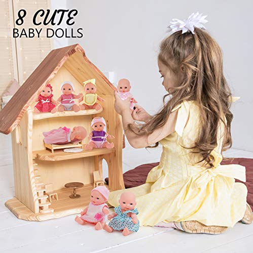 Click N' Play Set of 8 Mini 5â Baby Girl Dolls from Click N' Play