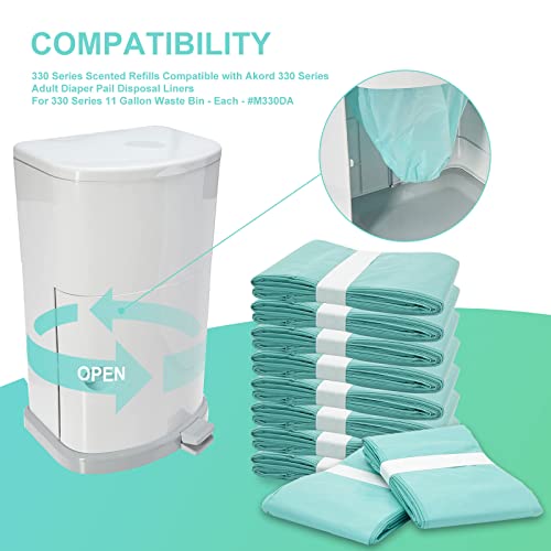 Diaper Pail Liner Refills Bags Compatible with Janibell Akord 330 Series Adult Diaper System, Green, Lightly Scented, 10 Count by Zippland
