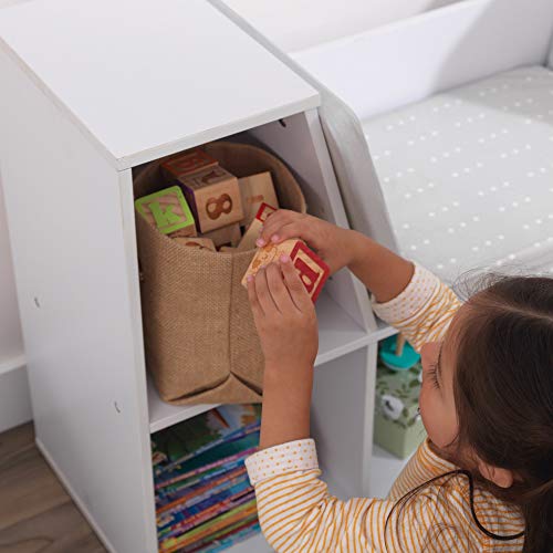 KidKraft Wooden Bookcase with Reading Nook, Storage and Gray Cushion, White ,Gift for Ages 3-8 by KidKraft