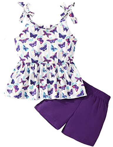 zarmfly Girls 2 Piece Short Set Baby Girl Summer Clothes Butterfly Tank Tops and Shorts Set Infant to Toddler 2t from 