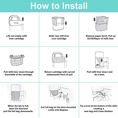 Diaper Pail Liner Refills Bags Compatible with Janibell Akord 330 Series Adult Diaper System, Green, Lightly Scented, 10 Count by Zippland