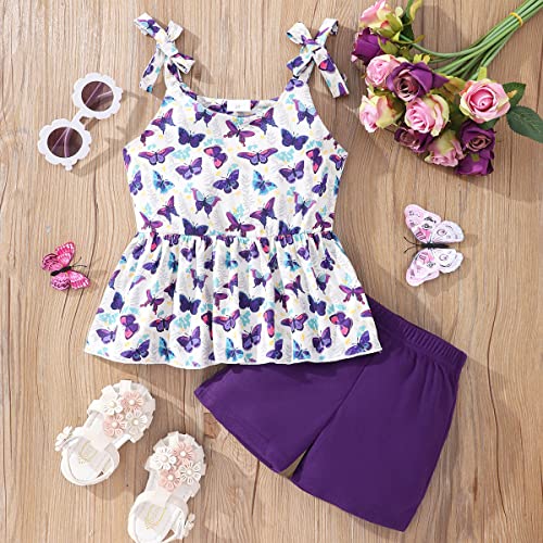 zarmfly Girls 2 Piece Short Set Baby Girl Summer Clothes Butterfly Tank Tops and Shorts Set Infant to Toddler 2t from 