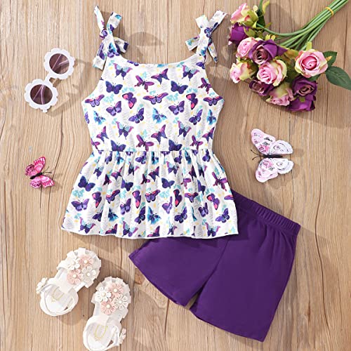 zarmfly Girls 2 Piece Short Set Baby Girl Summer Clothes Butterfly Tank Tops and Shorts Set Infant to Toddler 2t from 