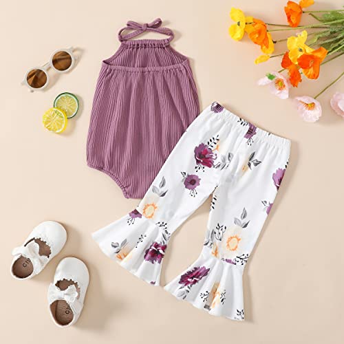 ADXSUN Newborn Baby Girl Summer Clothes Ribbed Romper+Striped/Floral/Cow Flared Pants Infant Outifts 0-18 Months from ADXSUN