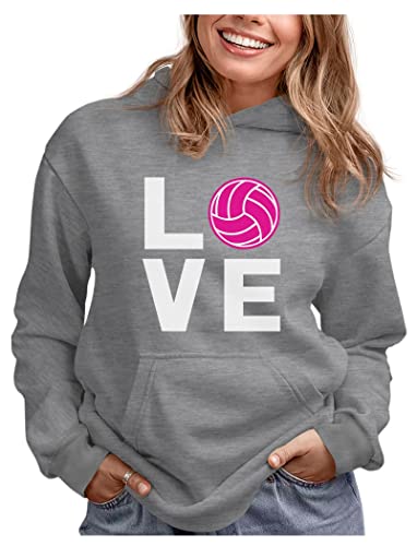 Love Volleyball Gift for Volleyball Lovers Players Girls Women Hoodie Small Gray from 