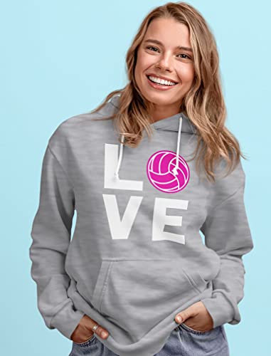 Love Volleyball Gift for Volleyball Lovers Players Girls Women Hoodie Small Gray from 