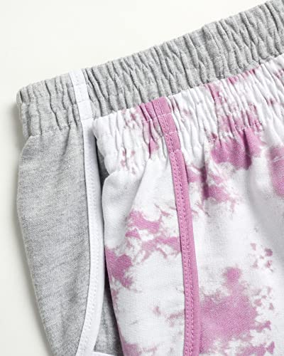 Reebok Girls' Active Shorts - 2 Pack Lightweight Athletic Gym Dolphin Running Shorts (7-12), Size L(12), Orchid Dye/Grey by 