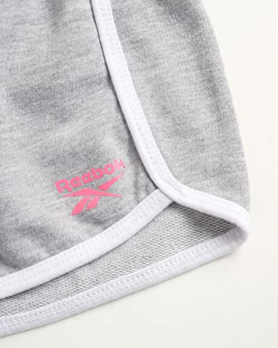 Reebok Girls' Active Shorts - 2 Pack Lightweight Athletic Gym Dolphin Running Shorts (7-12), Size L(12), Orchid Dye/Grey by 