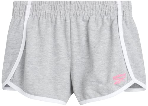 Reebok Girls' Active Shorts - 2 Pack Lightweight Athletic Gym Dolphin Running Shorts (7-12), Size L(12), Orchid Dye/Grey by 