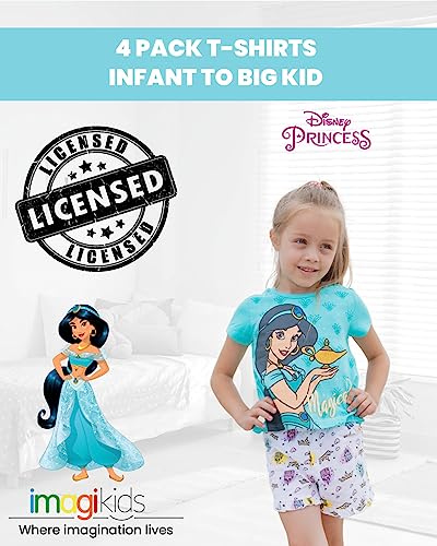 Disney Princess Cinderella Belle Toddler Girls 4 Pack Short Sleeve T-Shirts 4T from Bentex Group Inc.