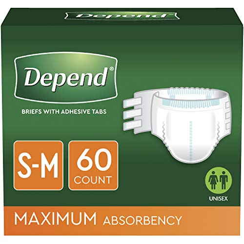 Depend Incontinence Protection with Tabs, Maximum Absorbency, S/M, 60 Count (3 Packs of 20) (Packaging May Vary) from Kimberly-Clark Corp.