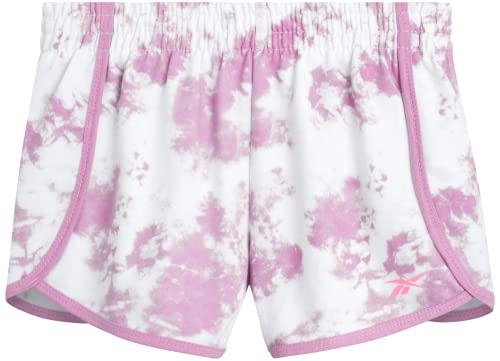 Reebok Girls' Active Shorts - 2 Pack Lightweight Athletic Gym Dolphin Running Shorts (7-12), Size L(12), Orchid Dye/Grey by 
