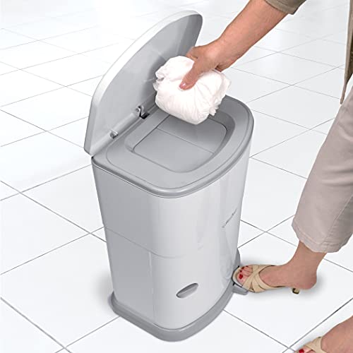 Akord Slim Incontinence Disposal System with Odor Lock, Discrete Style, White, 20" H X 11" W X 9.5" D by Winston Brands