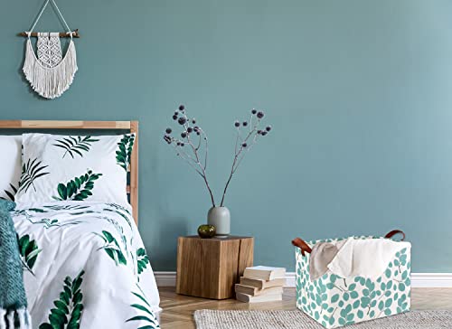 HIYAGON Kids Storage Basket,Baby Toys Storage Bin Organizer Boxes Gift Basket Empty for Room Decor,Rectangular Green Basket for Books(Eucalyptus leaves) by HIYAGON