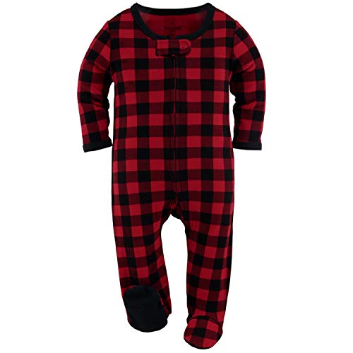 The Peanutshell Footed Baby Sleepers for Boys or Girls, Buffalo Plaid & Woodland, 3 Pack Set (3M) Red from 