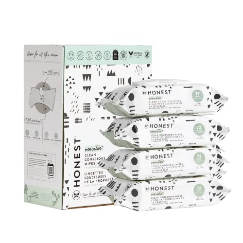 The Honest Company Clean Conscious Wipes | 100% Plant-Based, 99% Water, Baby Wipes | Hypoallergenic, Dermatologist Tested | Pattern Play, 288 Count by The Honest Company