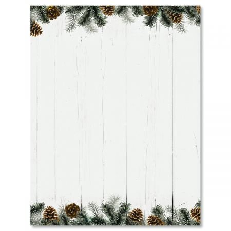 Rural Festive Pine Christmas Letter Papers - Set of 25 Christmas Stationery Papers are 8 1/2" x 11", Compatible Computer Paper from Current