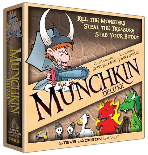 Munchkin Deluxe Board Game (Base Game), Family Board & Card Game, Adults, Kids, & Fantasy Roleplaying Game, Ages 10+, 3-6 Players, Avg Play Time 120 Min, From Steve Jackson Games from Steve Jackson Games