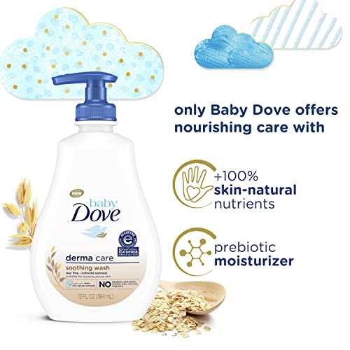 Dove Soothing Baby Body Wash To Soothe Delicate Baby Skin Derma Care No Artificial Perfume or Color, Paraben Free, Phthalate Free 13 oz 2 Count by Unilever