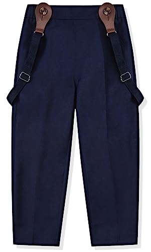 Baby Boy's Dress Clothes, Long Sleeves Plaids Button Down Dress Shirt with Bow Tie + Suspender Pants Set Tuxedo Outfit Clothing for Infant Newborn Toddlers, White, Tag 70 = 9-12 Months by 