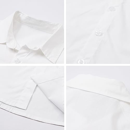 Baby Boy's Dress Clothes, Long Sleeves Plaids Button Down Dress Shirt with Bow Tie + Suspender Pants Set Tuxedo Outfit Clothing for Infant Newborn Toddlers, White, Tag 70 = 9-12 Months by 