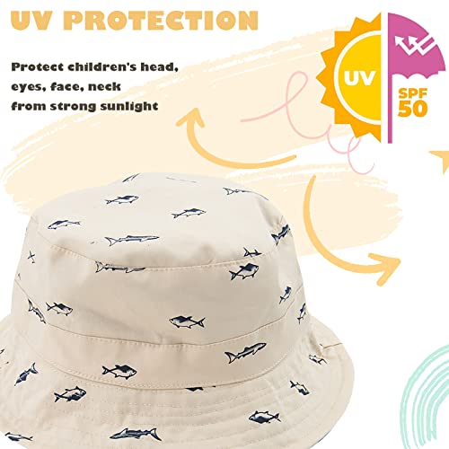 Durio Baby Sun Hat Summer Beach UPF 50+ Sun Protection Baby Boy Hats Double Sides Toddler Sun Hats Cap for Baby Girl Kid Bucket Hat Beige 19.7"(50cm)/12-24 Months from 