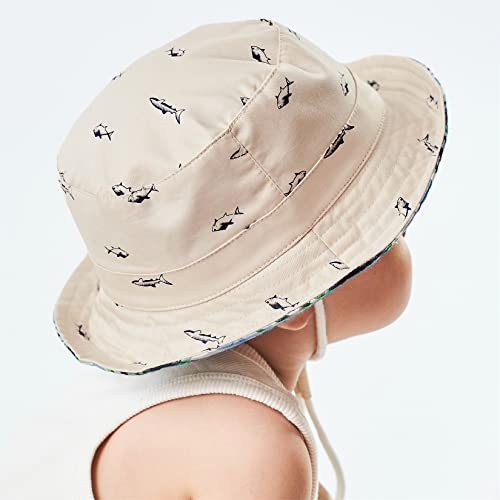Durio Baby Sun Hat Summer Beach UPF 50+ Sun Protection Baby Boy Hats Double Sides Toddler Sun Hats Cap for Baby Girl Kid Bucket Hat Beige 19.7"(50cm)/12-24 Months from 